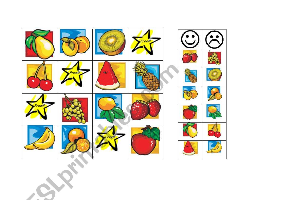 Do you like... Fruit Bingo worksheet