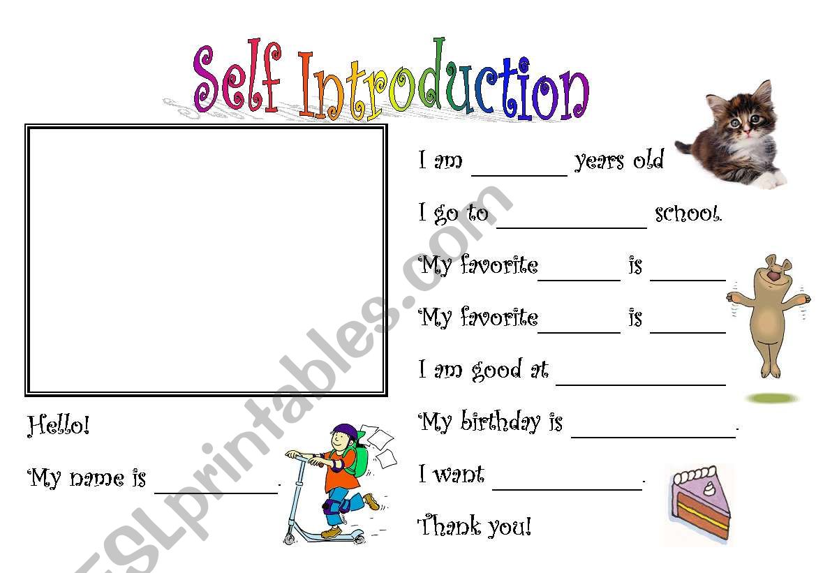Self Introduction Worksheet For Kids English Activiti - vrogue.co