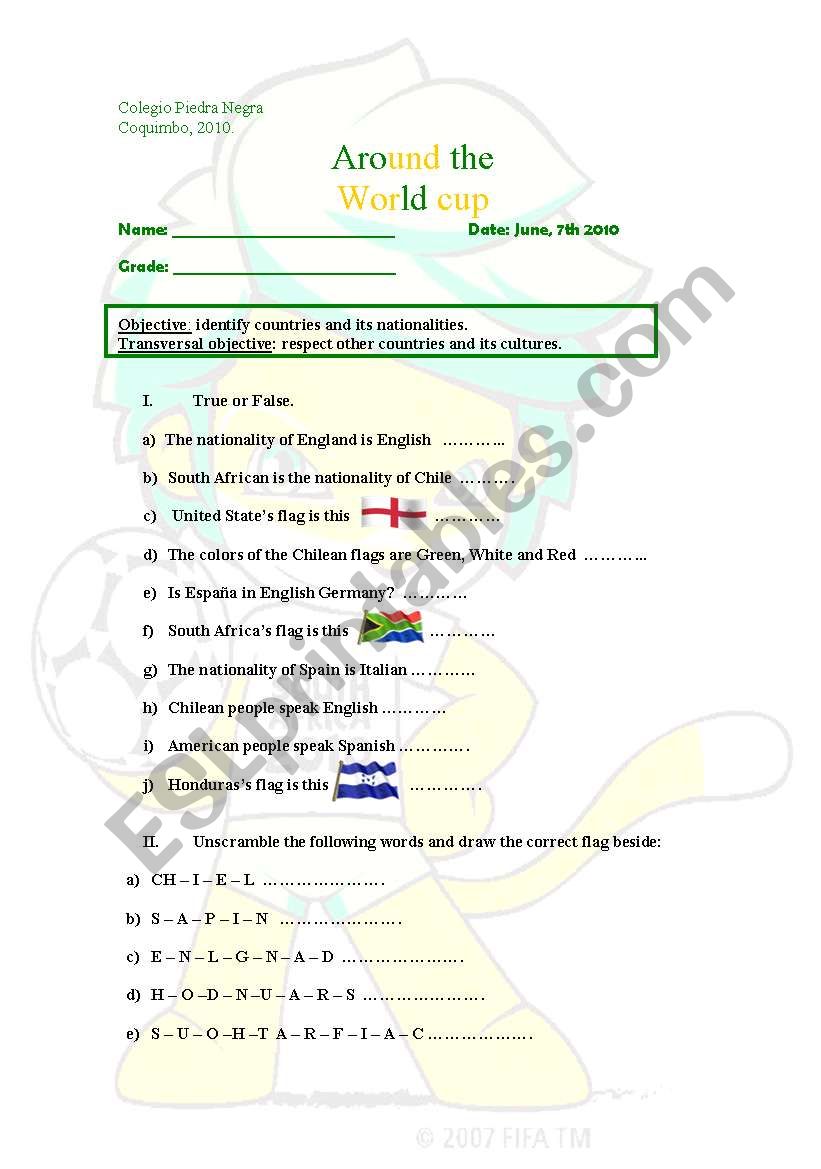 world cup worksheet