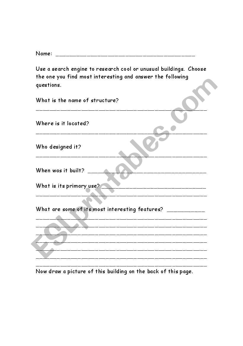 Unusual Architecture worksheet