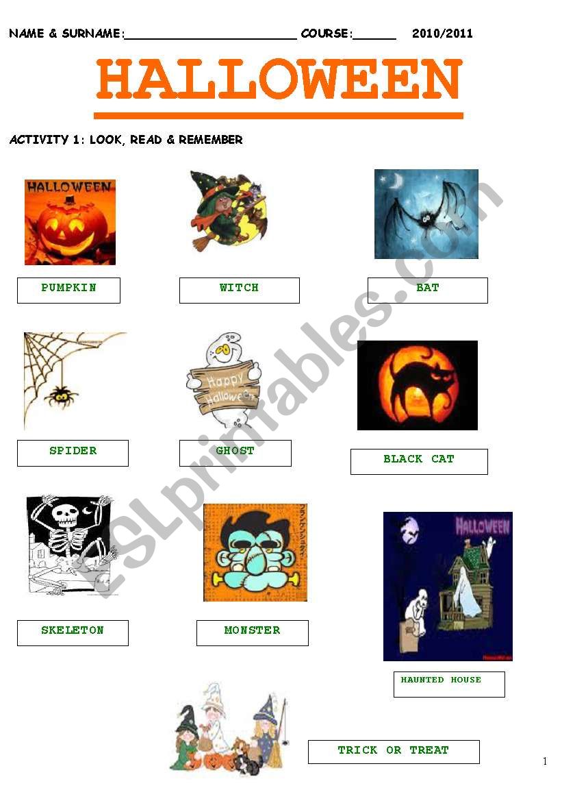 HALLOWEEN worksheet