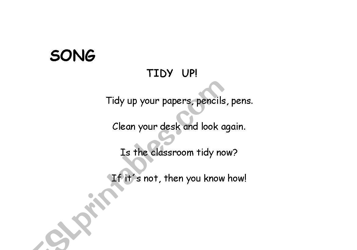tidy up song for children
