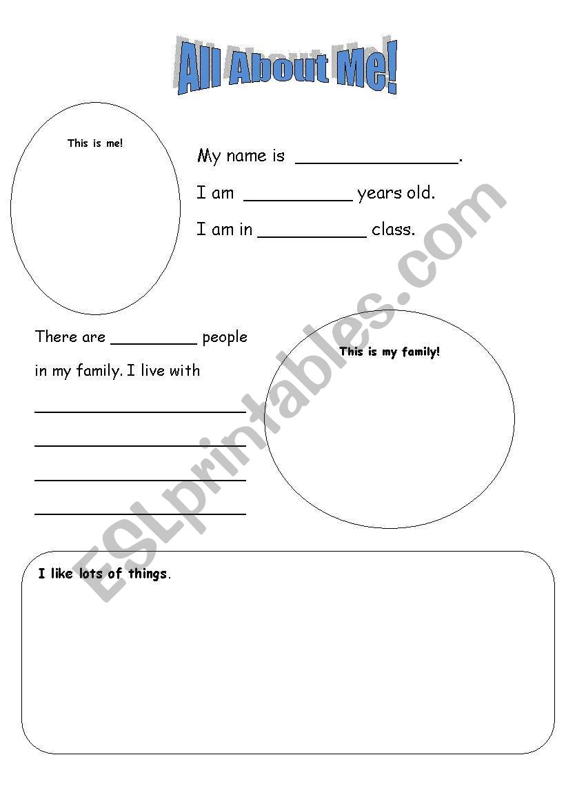 All About Me! worksheet