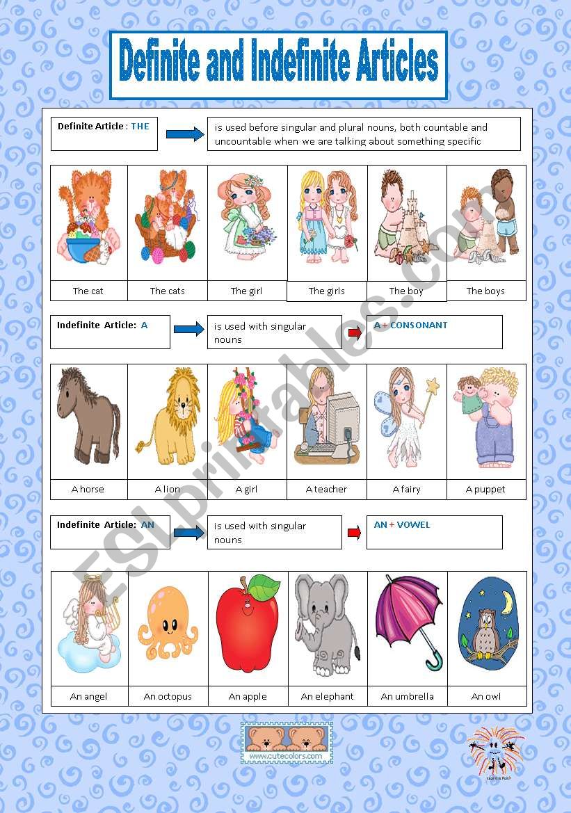 Definite And Indefinite Articles ESL Worksheet By VaneV