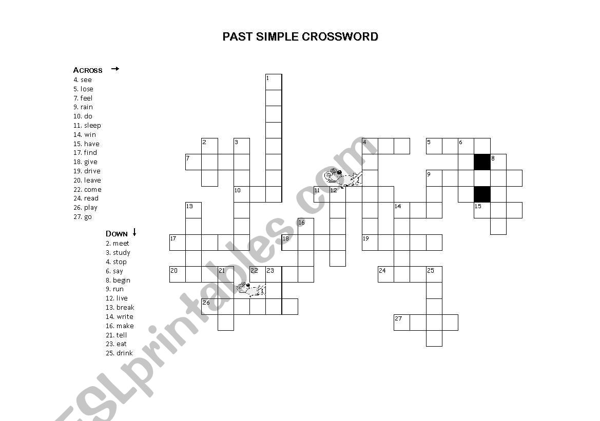 Past Simple Crossword worksheet