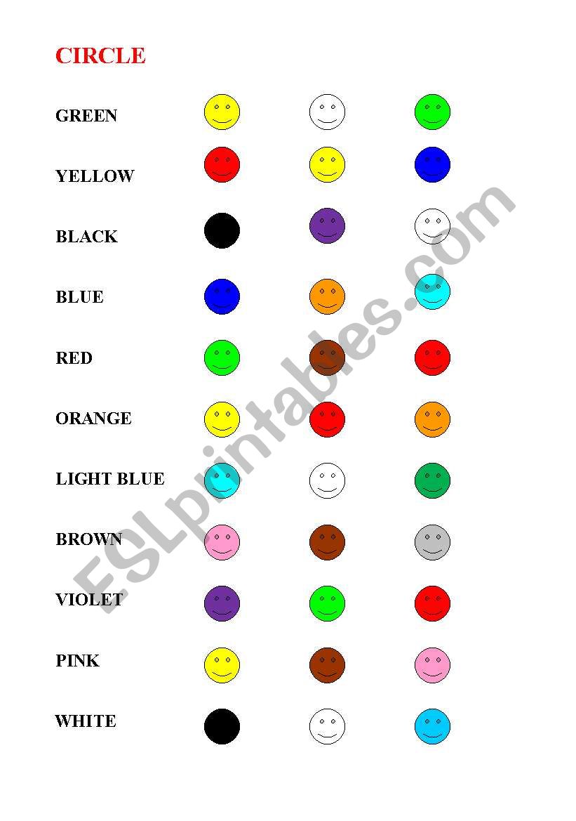 THE COLOURS worksheet