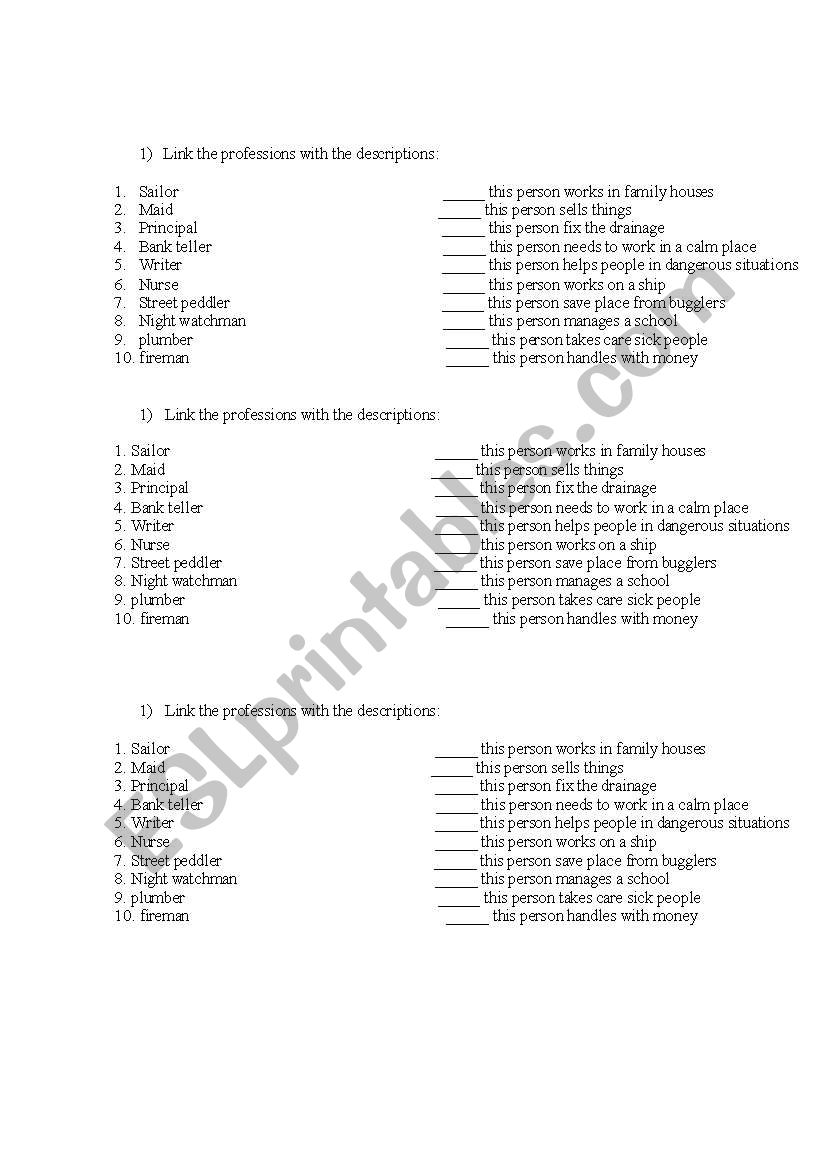 Jobs worksheet