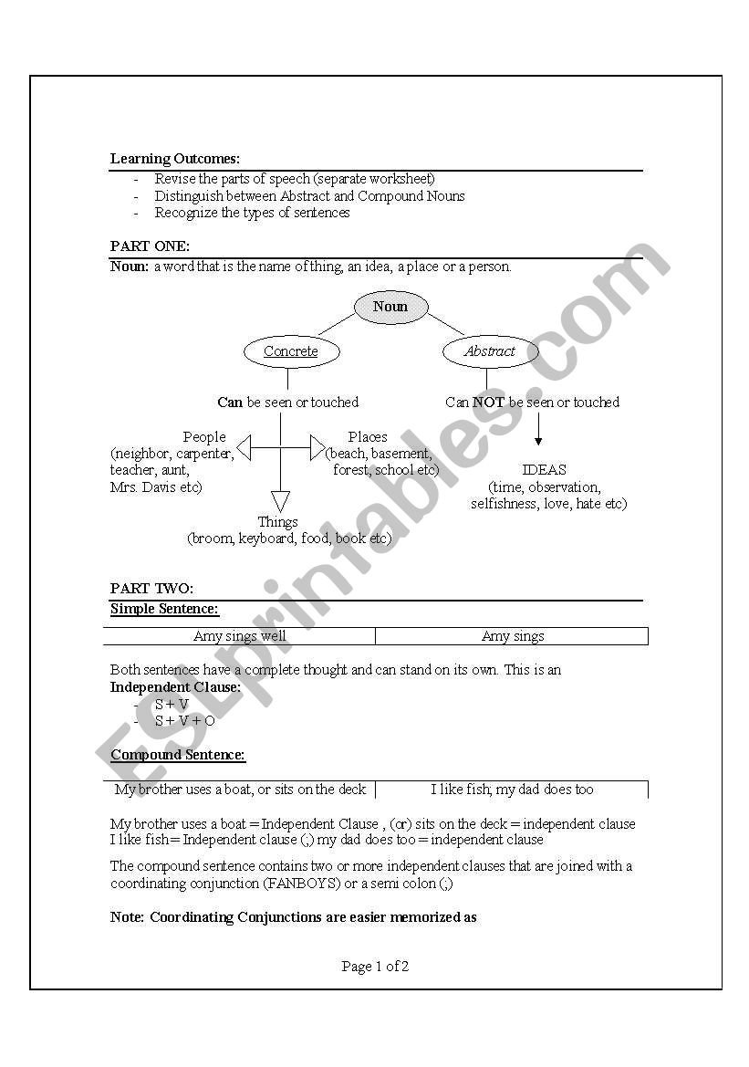 nouns worksheet