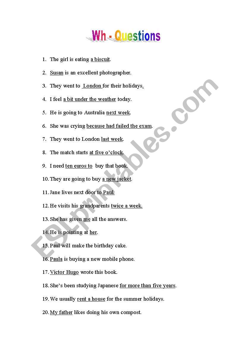 wh questions esl worksheet by lolain