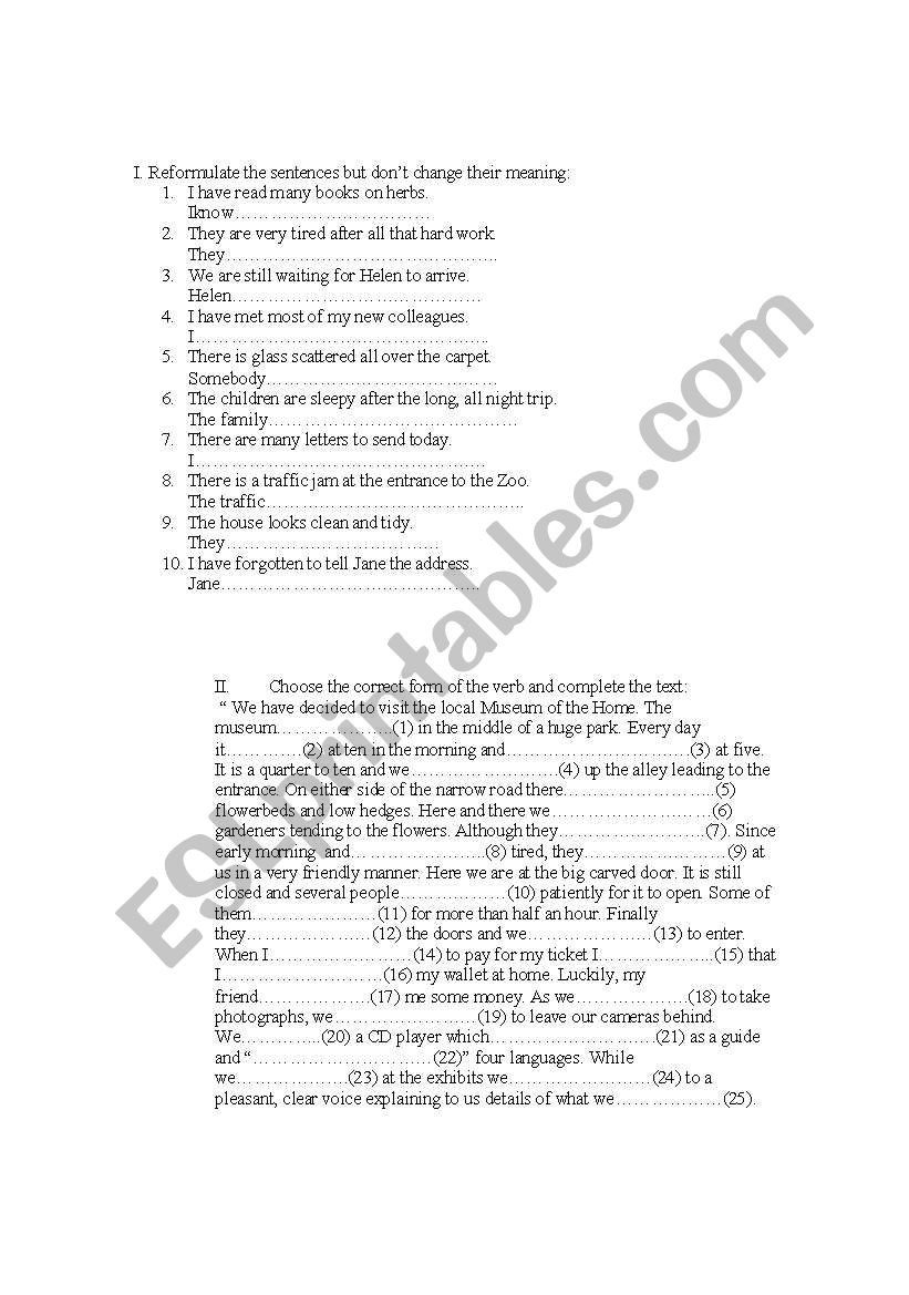 PRESENT TENSES worksheet