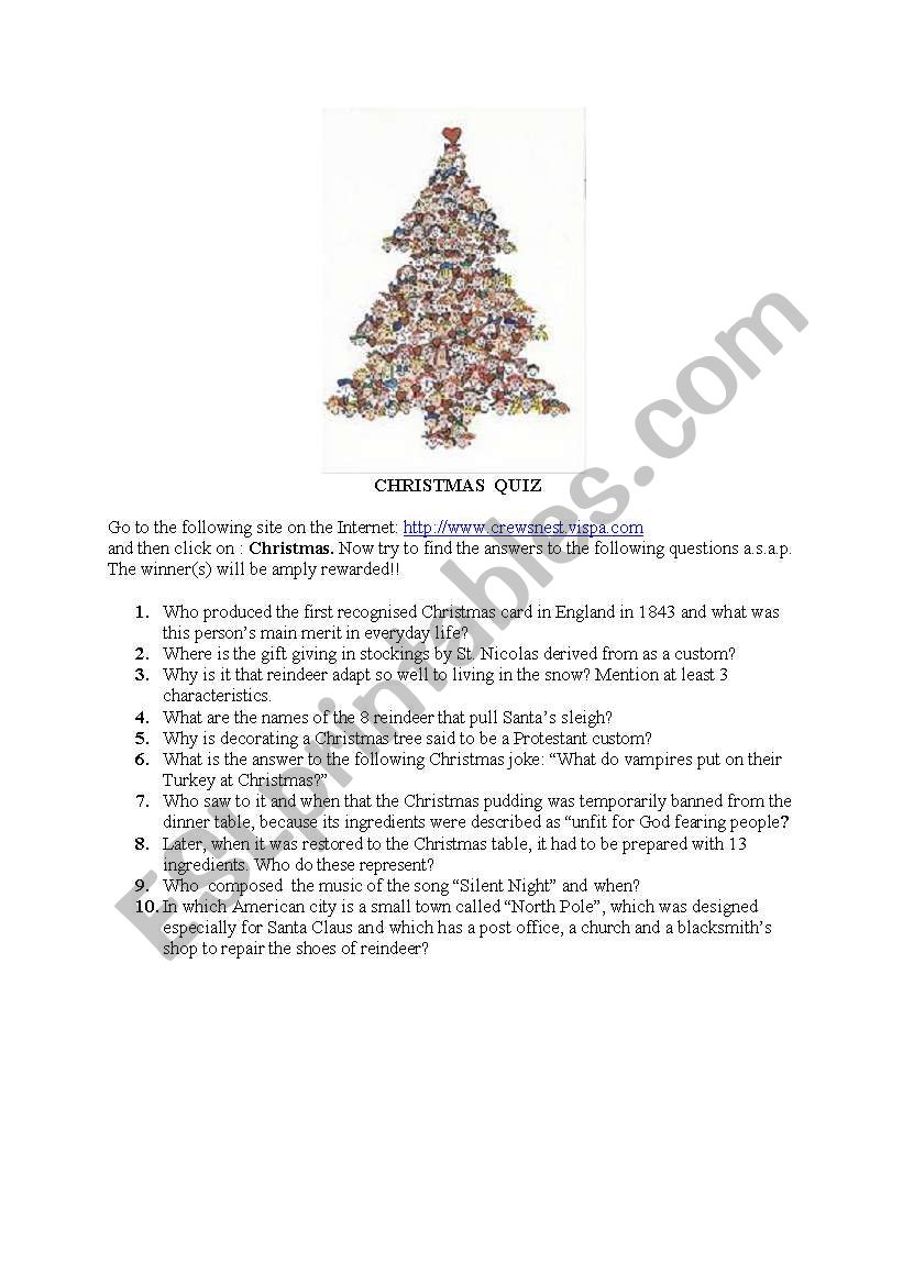 christmas quiz worksheet