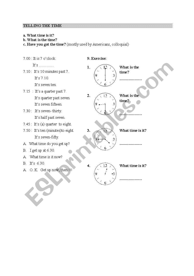 English worksheets: Time