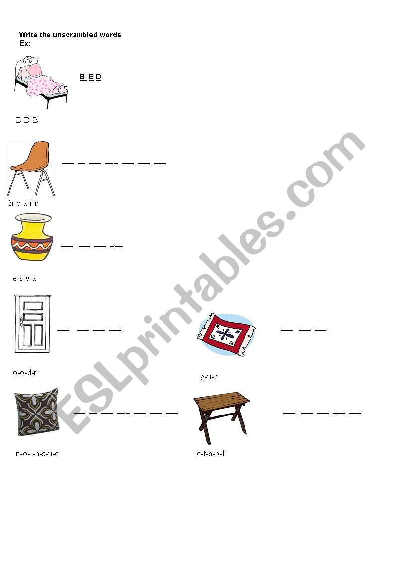 furniture vocabulary worksheet