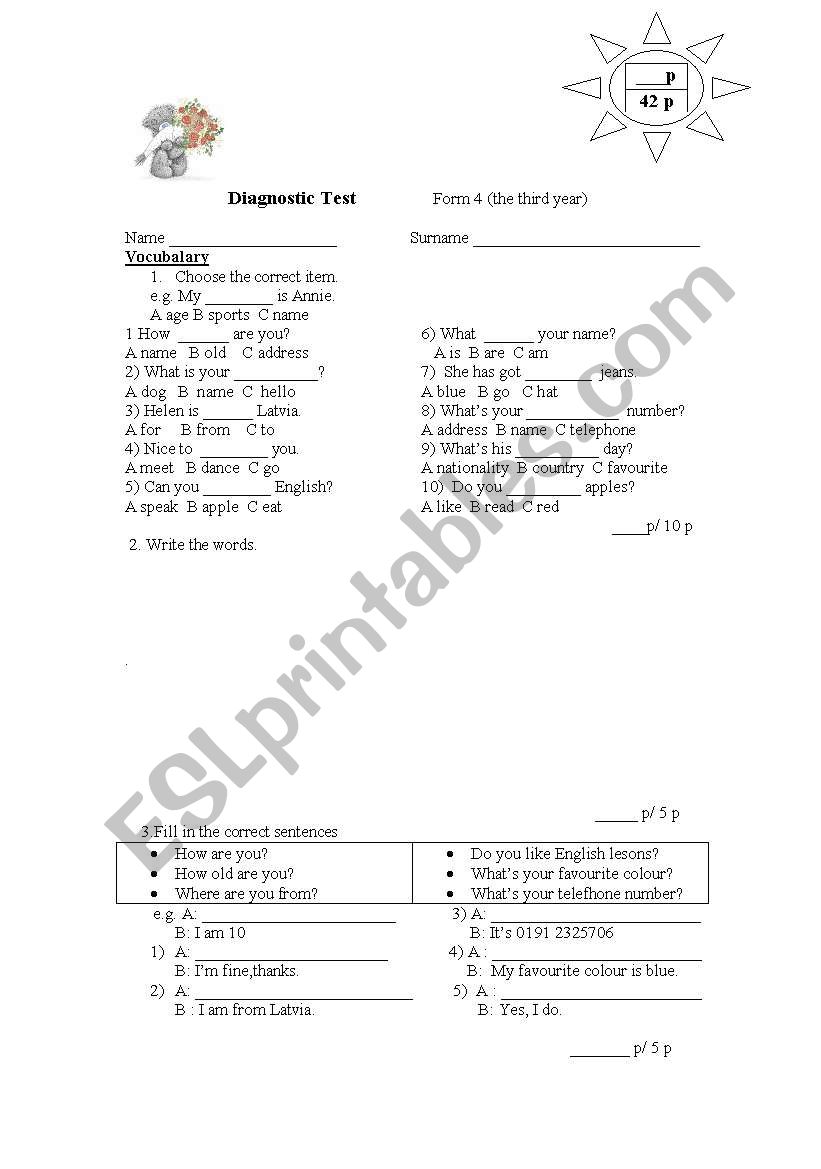 Test worksheet