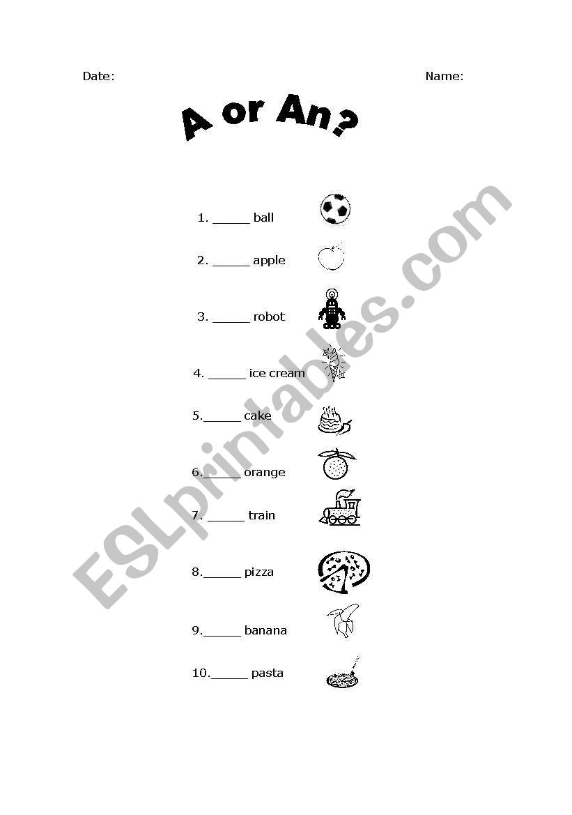 A or An ? worksheet