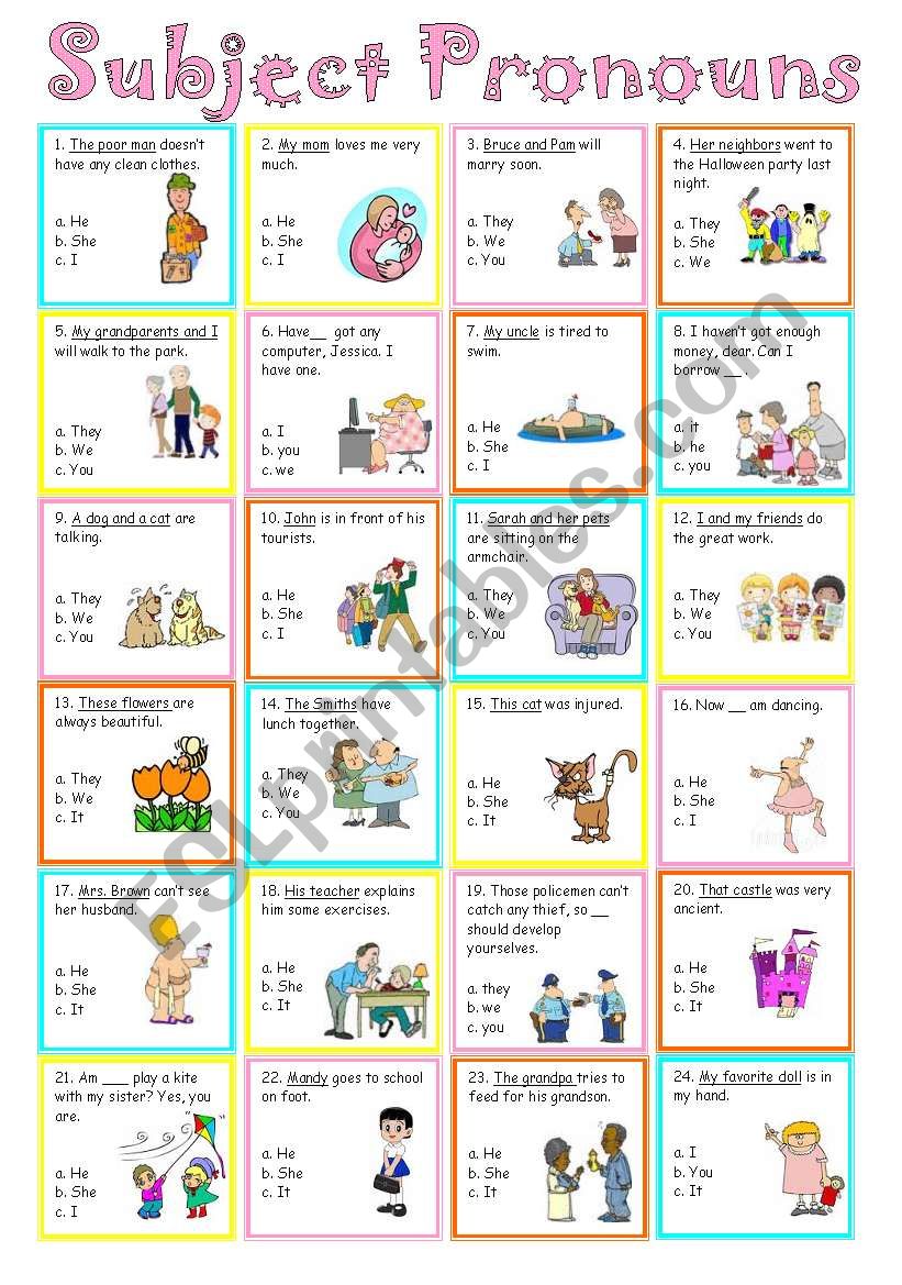 subject-and-object-pronouns-worksheet-with-answer-in-2020-pronoun