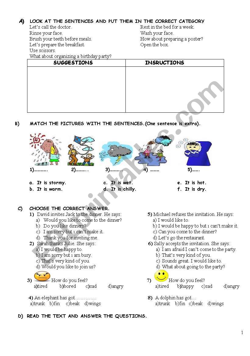 weather and simple present worksheet