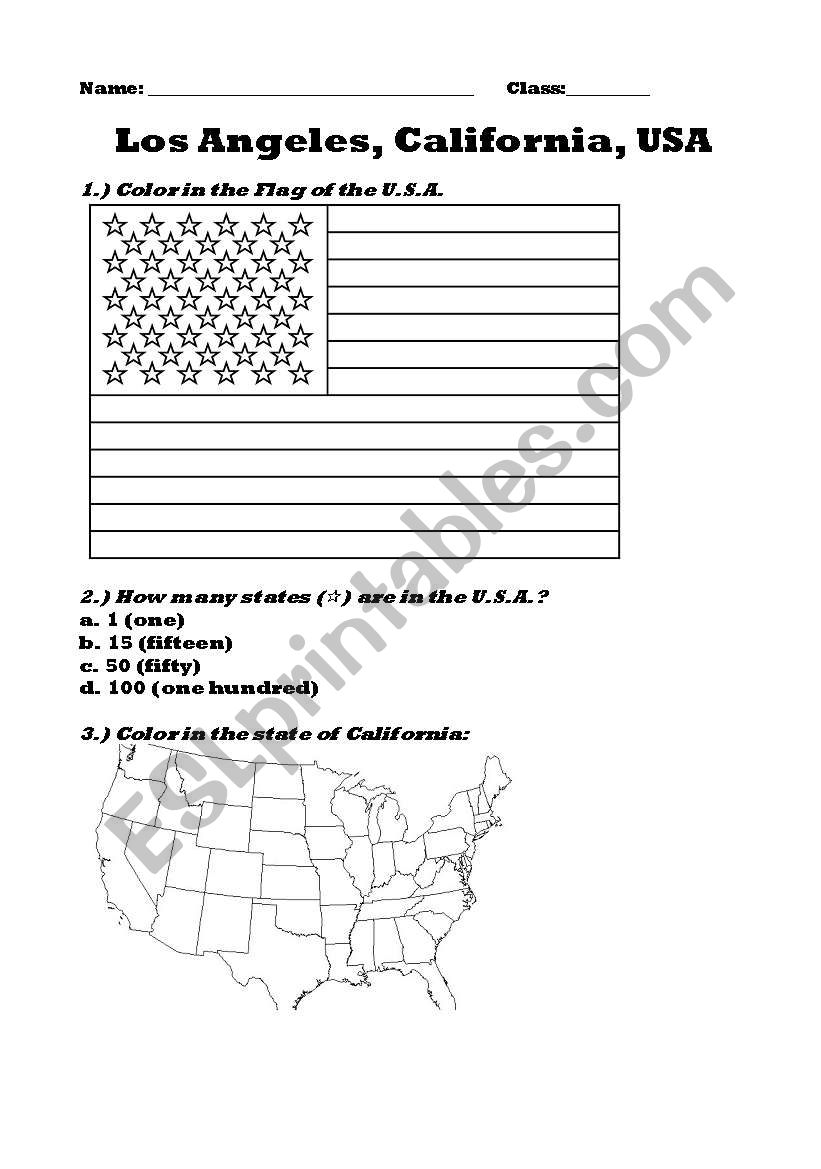 Simple Worksheet To Review Facts about California