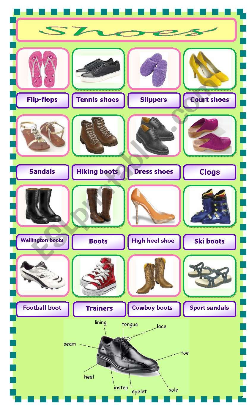 Shoes pictionary ESL Worksheet By Pet24