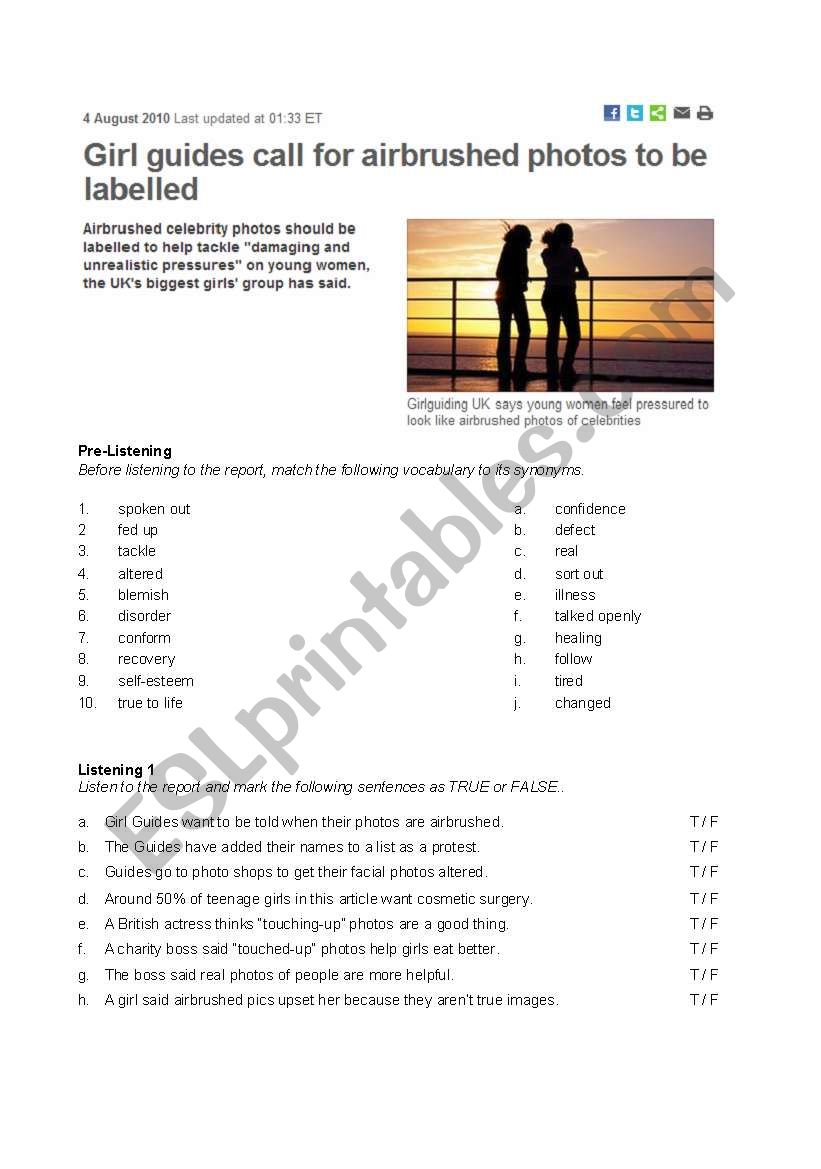 Airbrushed Photos worksheet