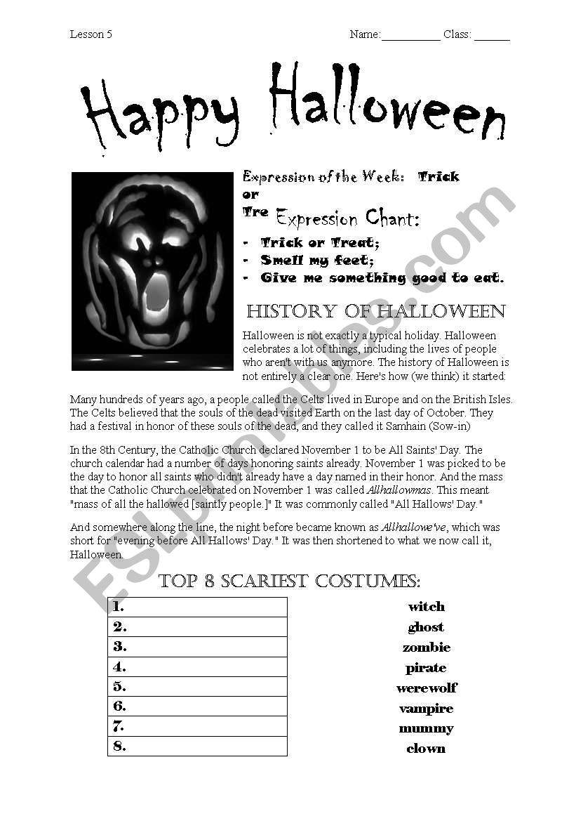 Happy Halloween worksheet