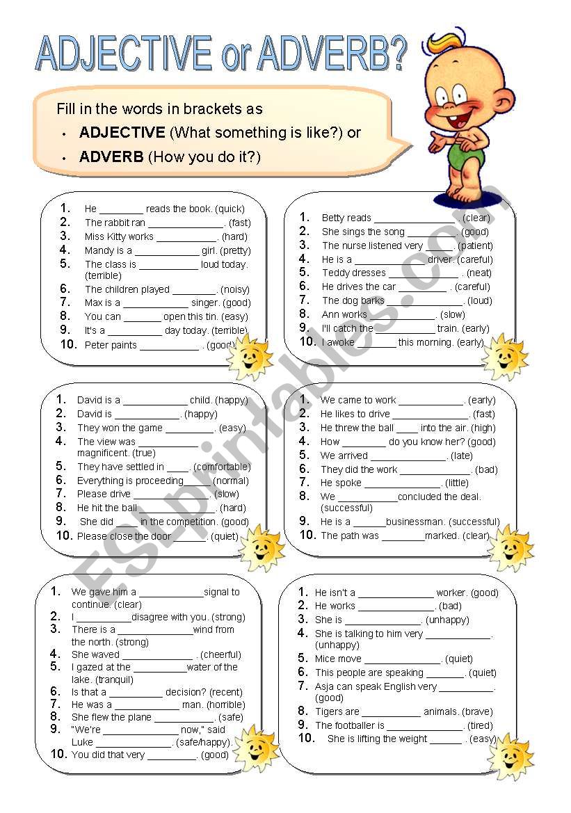 Adjective Or Adverb ESL Worksheet By Alenka