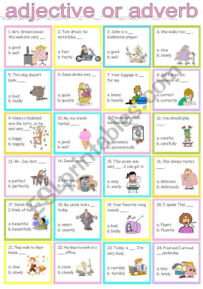 adjective or adverb - ESL worksheet by sweetdreamja