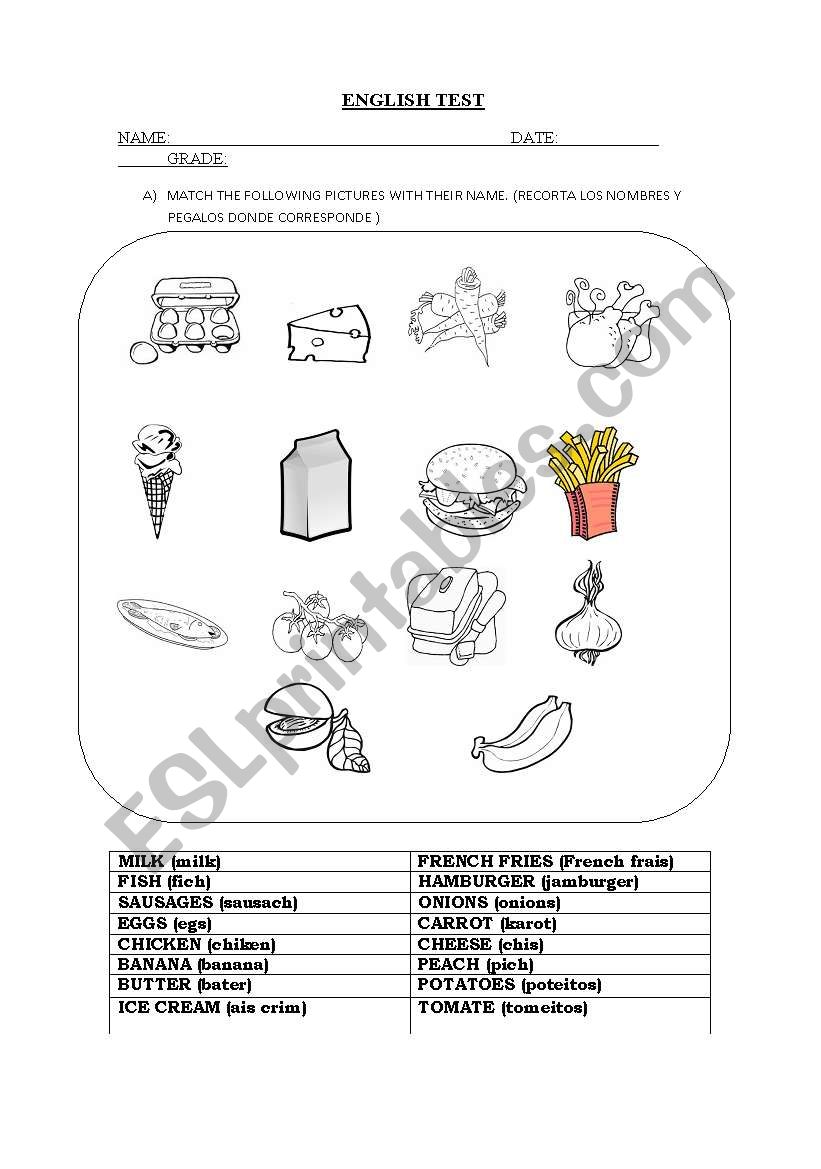 Food  worksheet