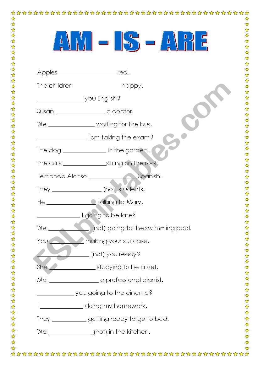 AM IS ARE ESL Worksheet By Lolain