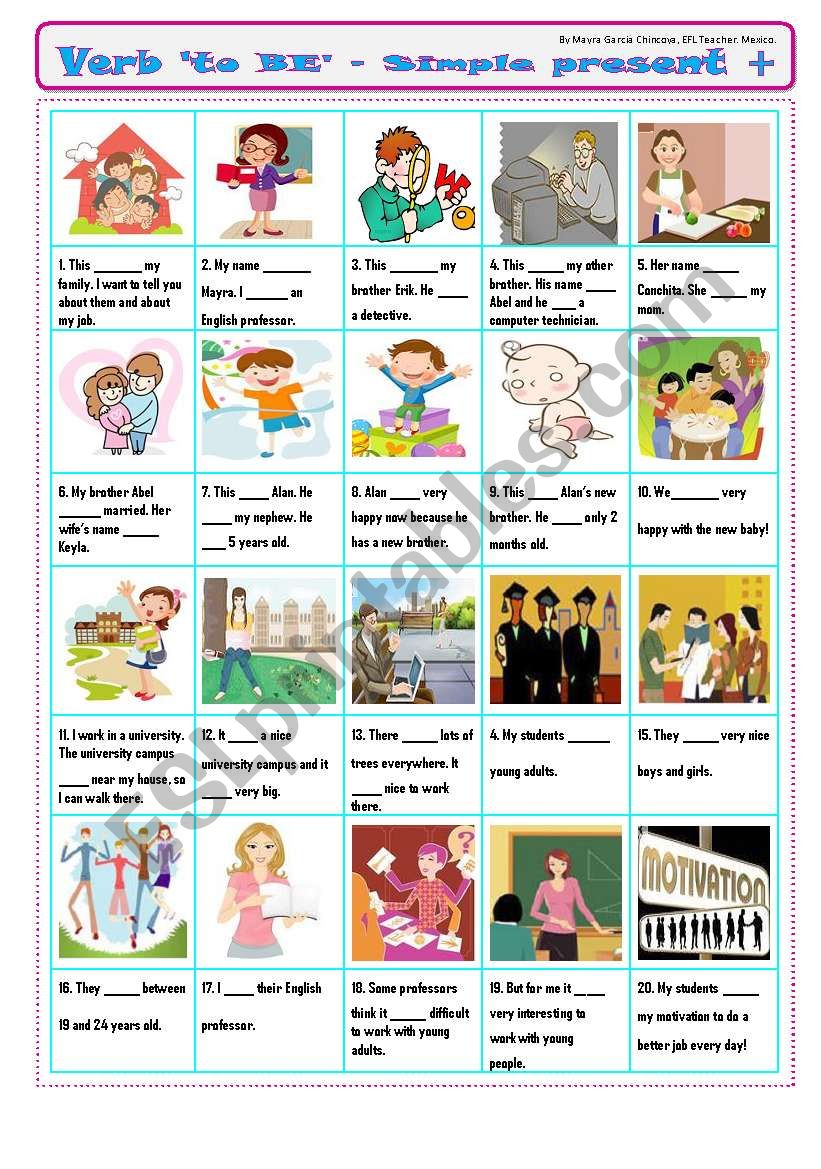 Verb ´to Be´- Simple Present - Picture Story! - Esl Worksheet By Mayrasiu