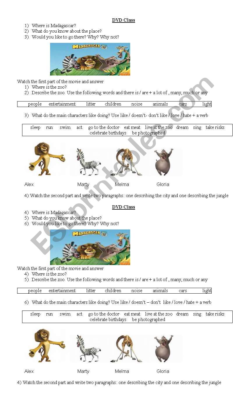 madagascar worksheet