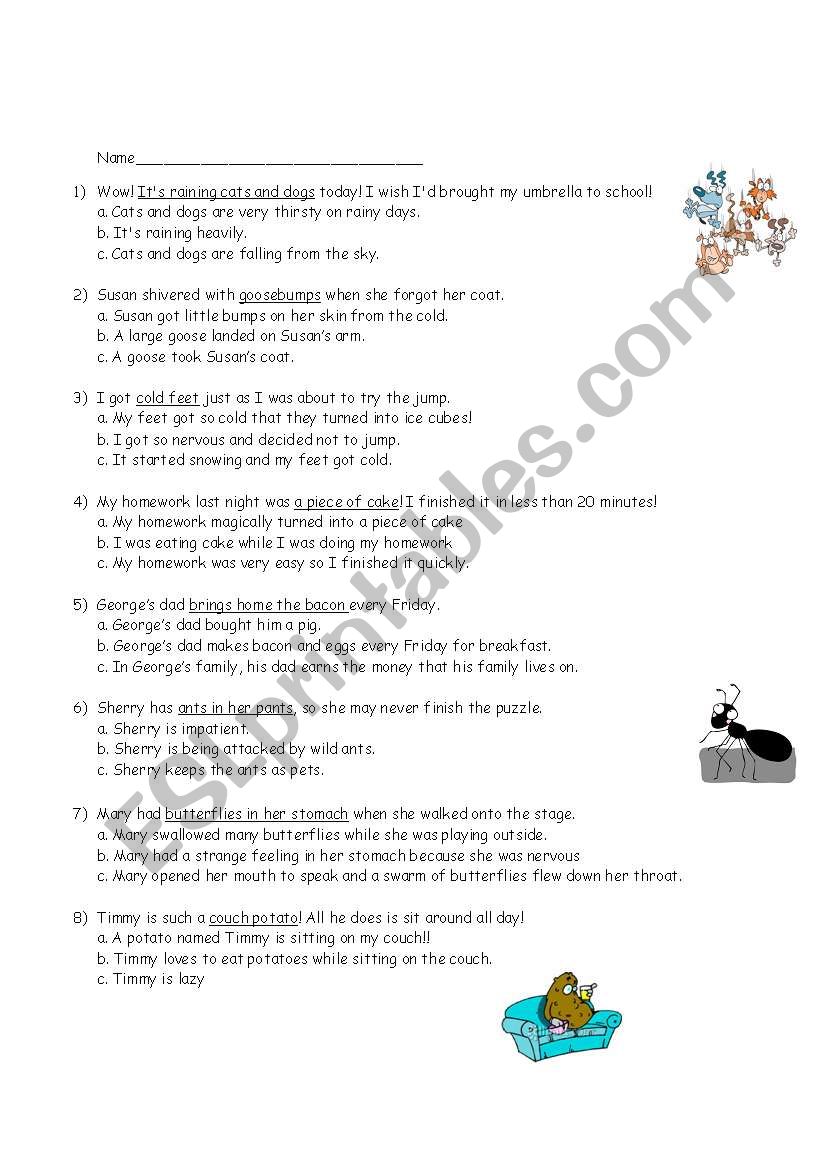 idioms worksheet