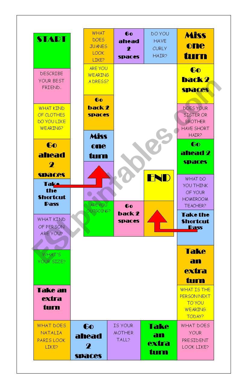 DESCRIBING GAME BOARD - ESL worksheet by claudialopez56