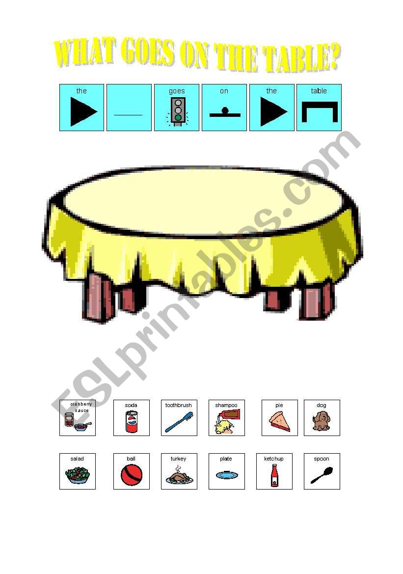 What Goes On The Table? worksheet