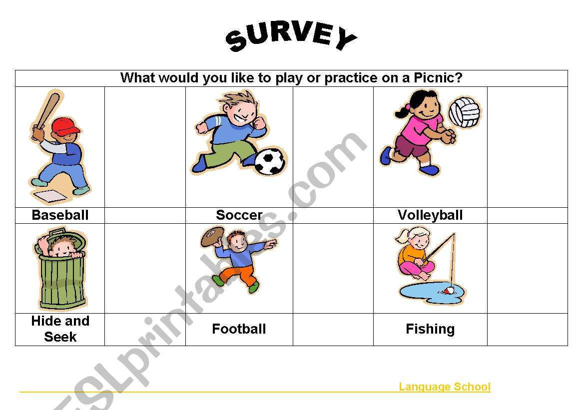 Sports survey worksheet