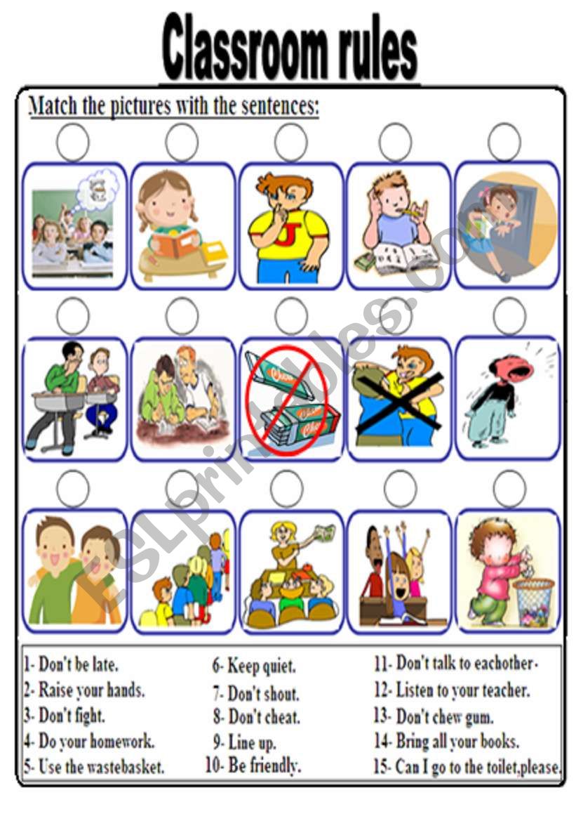 Kindergarten Rules And Laws Worksheet