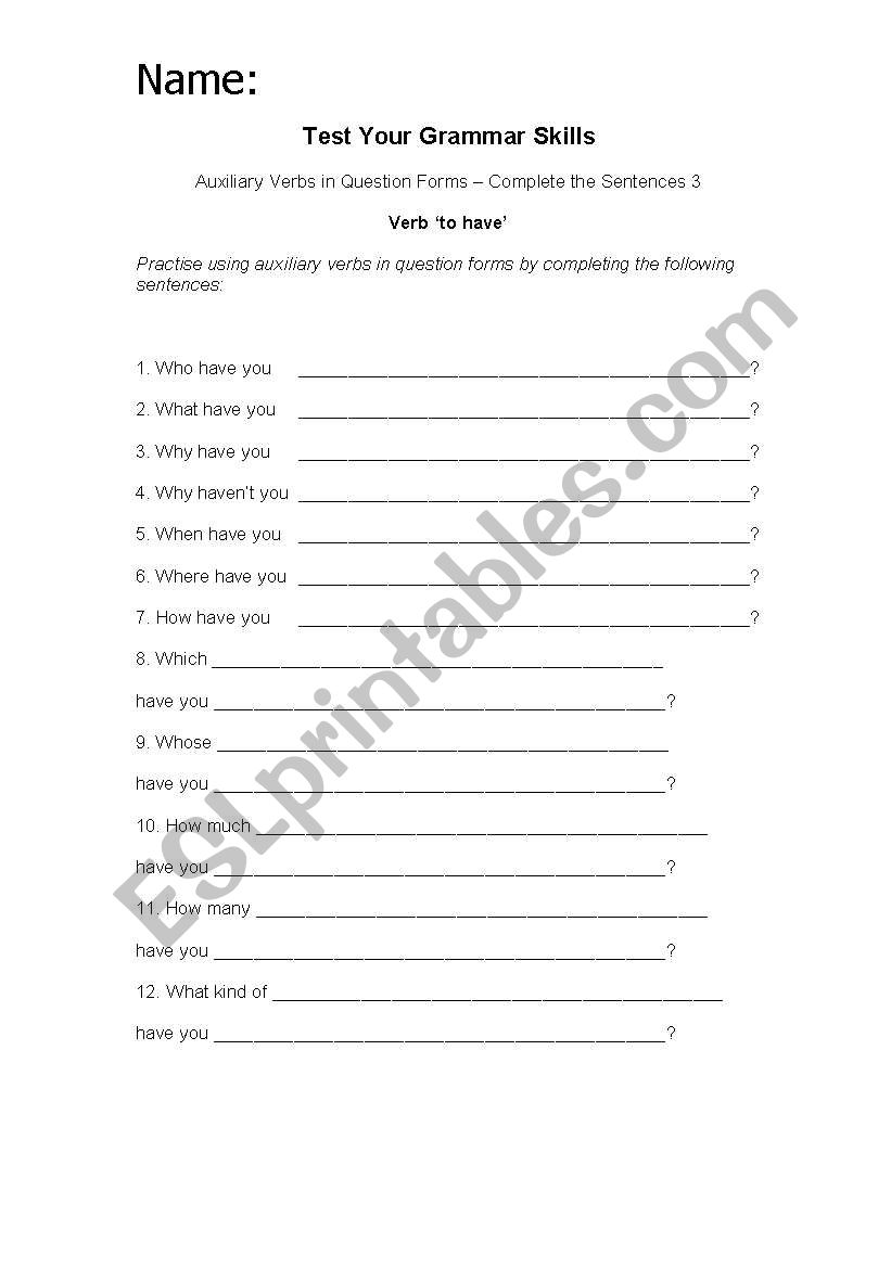 Auxialary worksheet