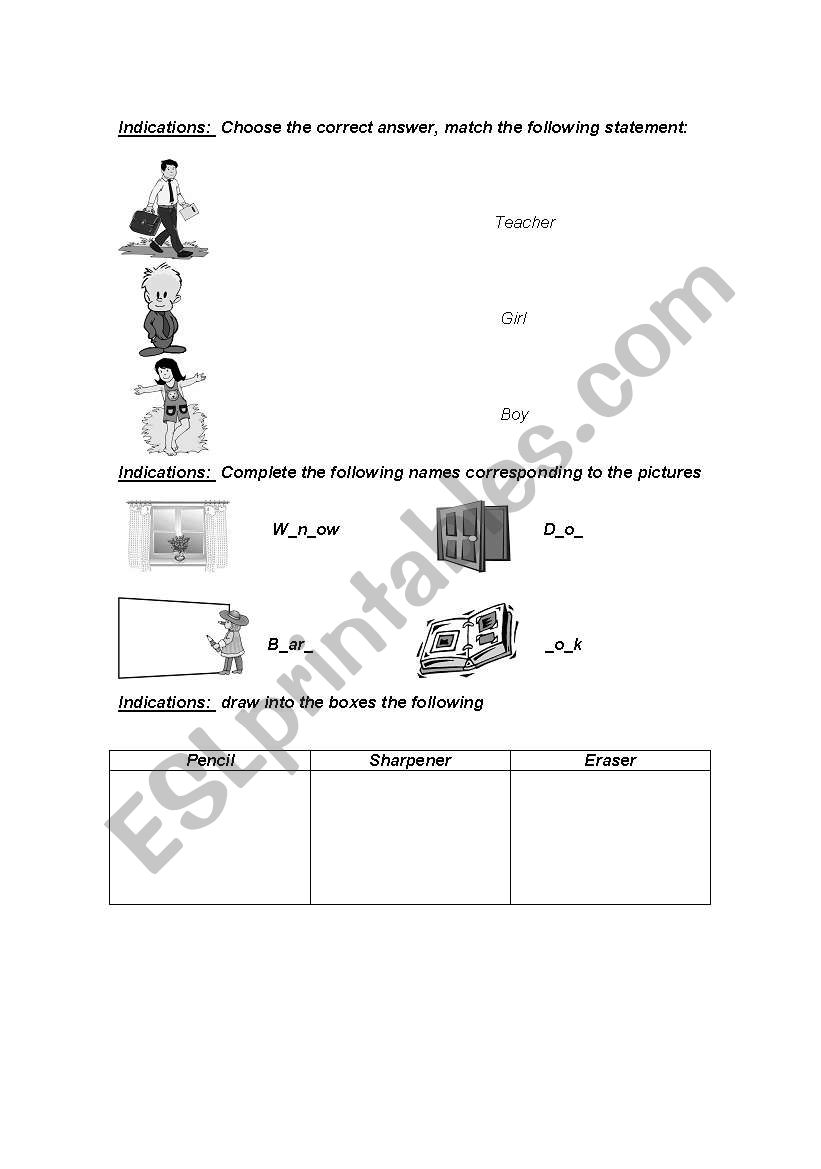 Vocabulary worksheet