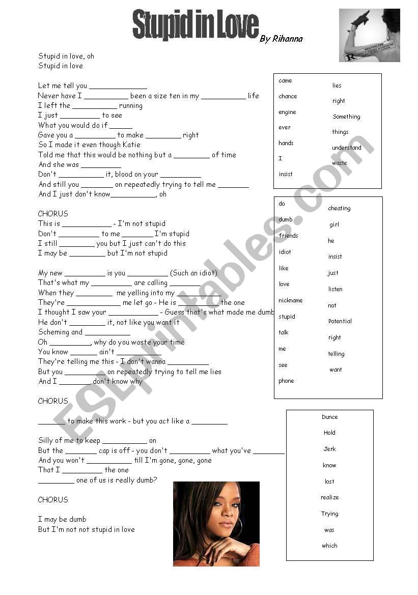 Stupid In Love worksheet