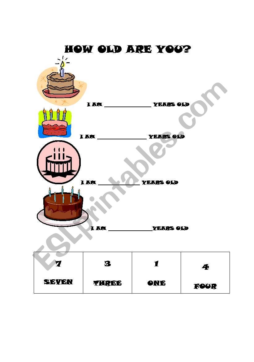 English worksheets: How old are you?