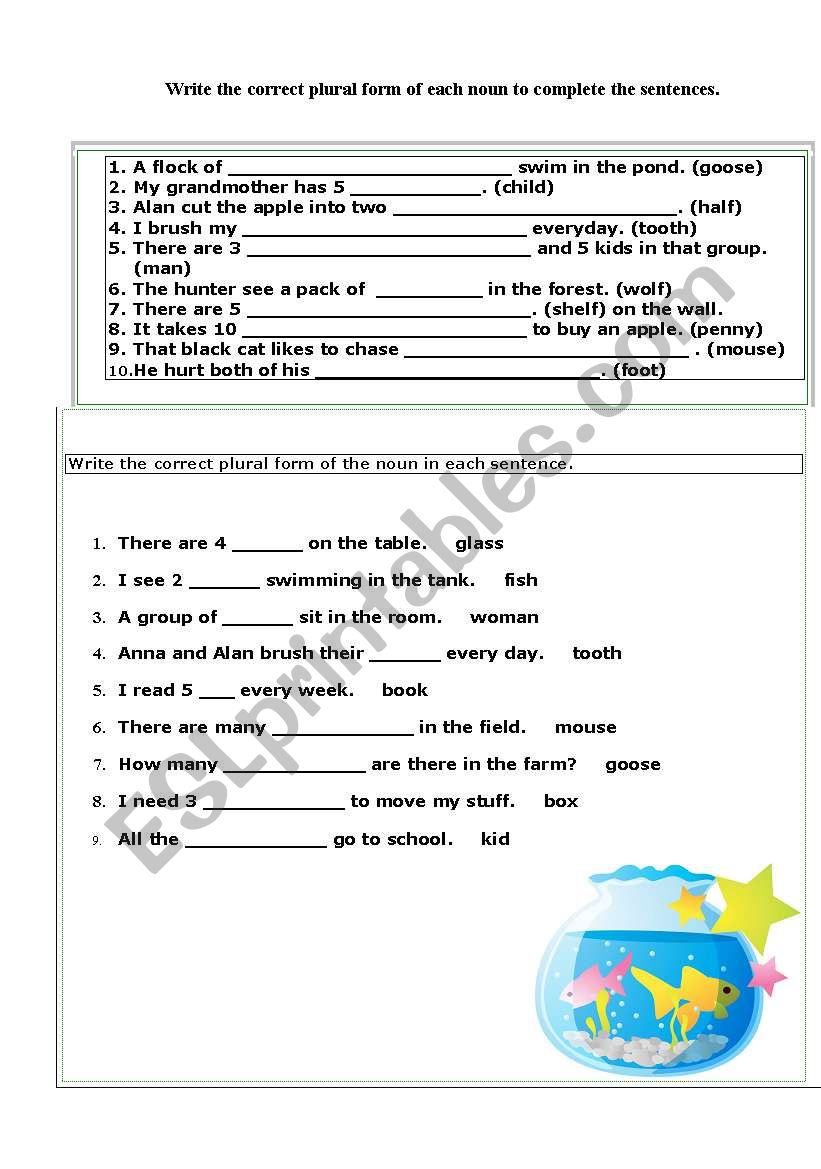 Plural nouns worksheet