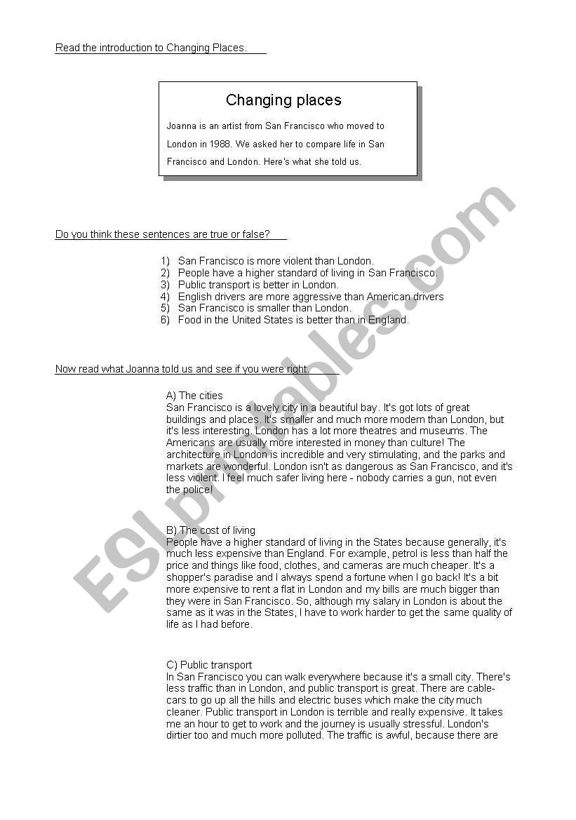 San fransisco worksheet