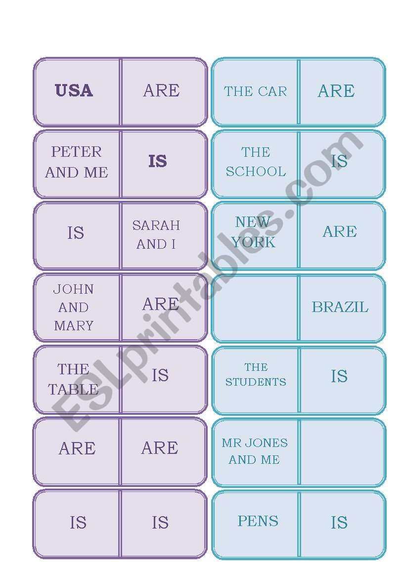 Verb To Be Domino worksheet