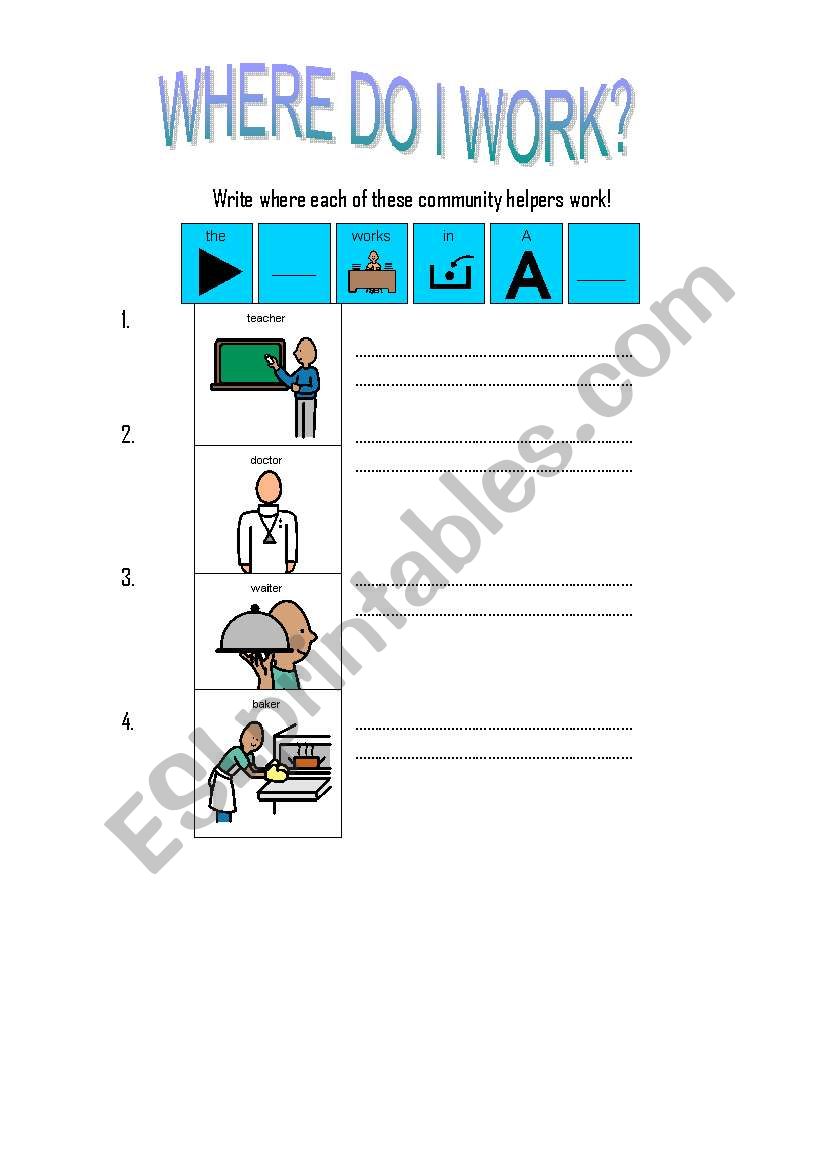 Where Do I Work? worksheet