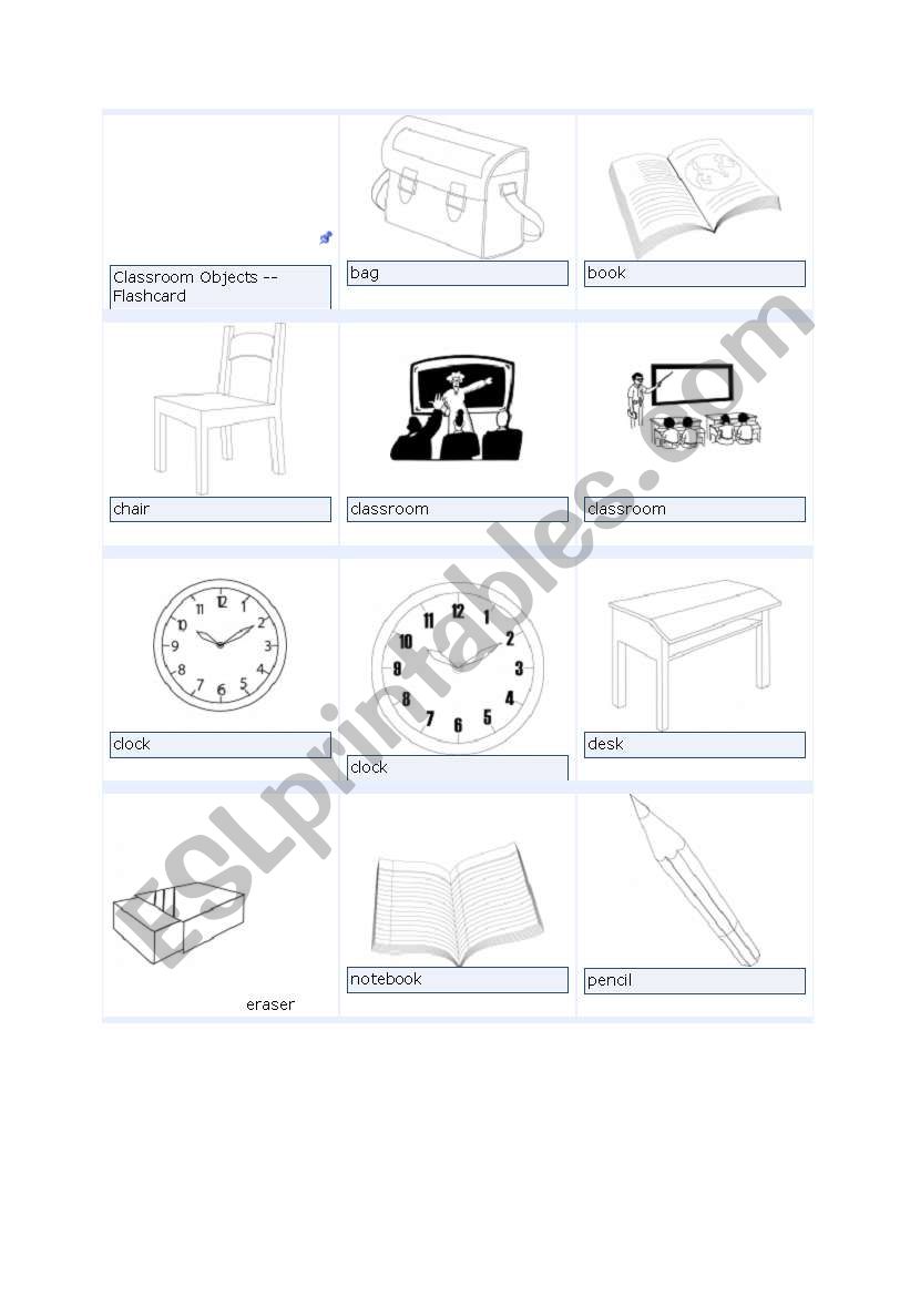 classroom objects worksheet