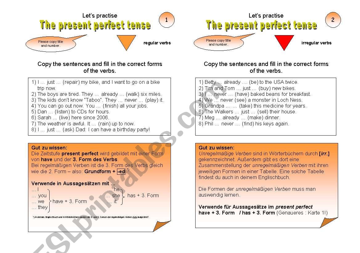 English Worksheets Present Perfect Practice