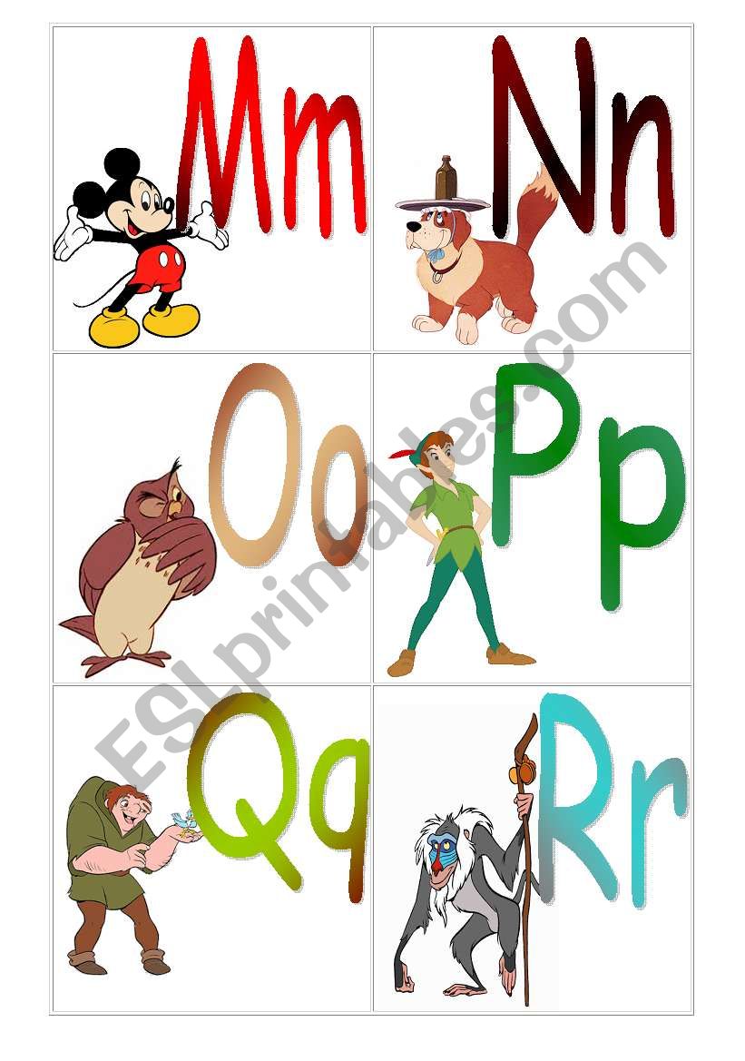 english worksheets alphabet with disney part 3