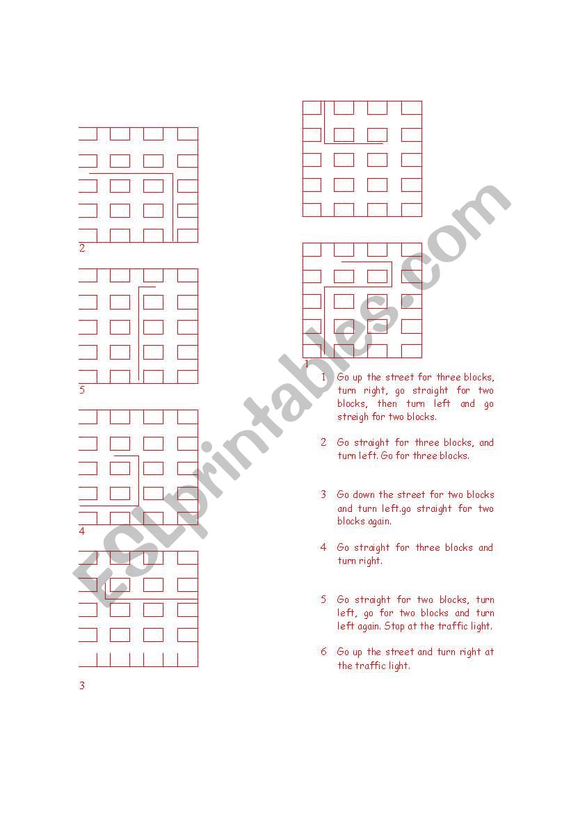 Directions worksheet