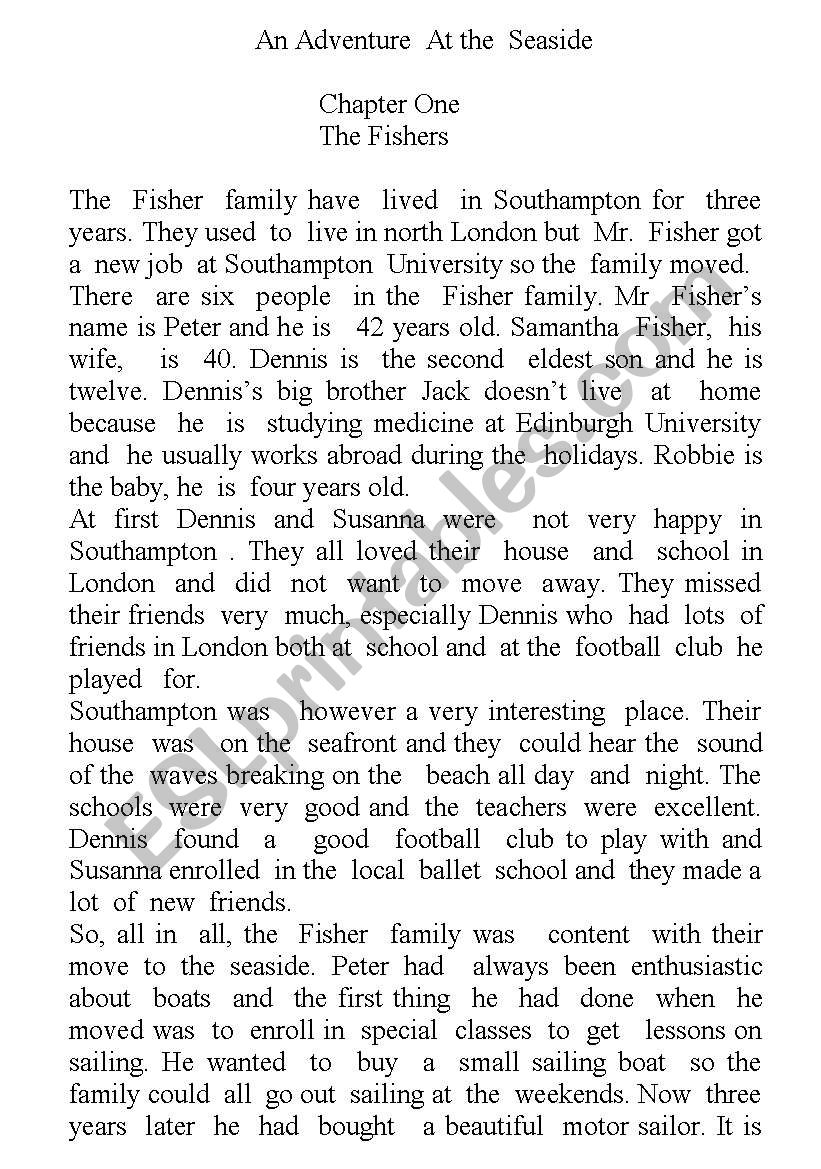 The  Fisher Family 2 worksheet