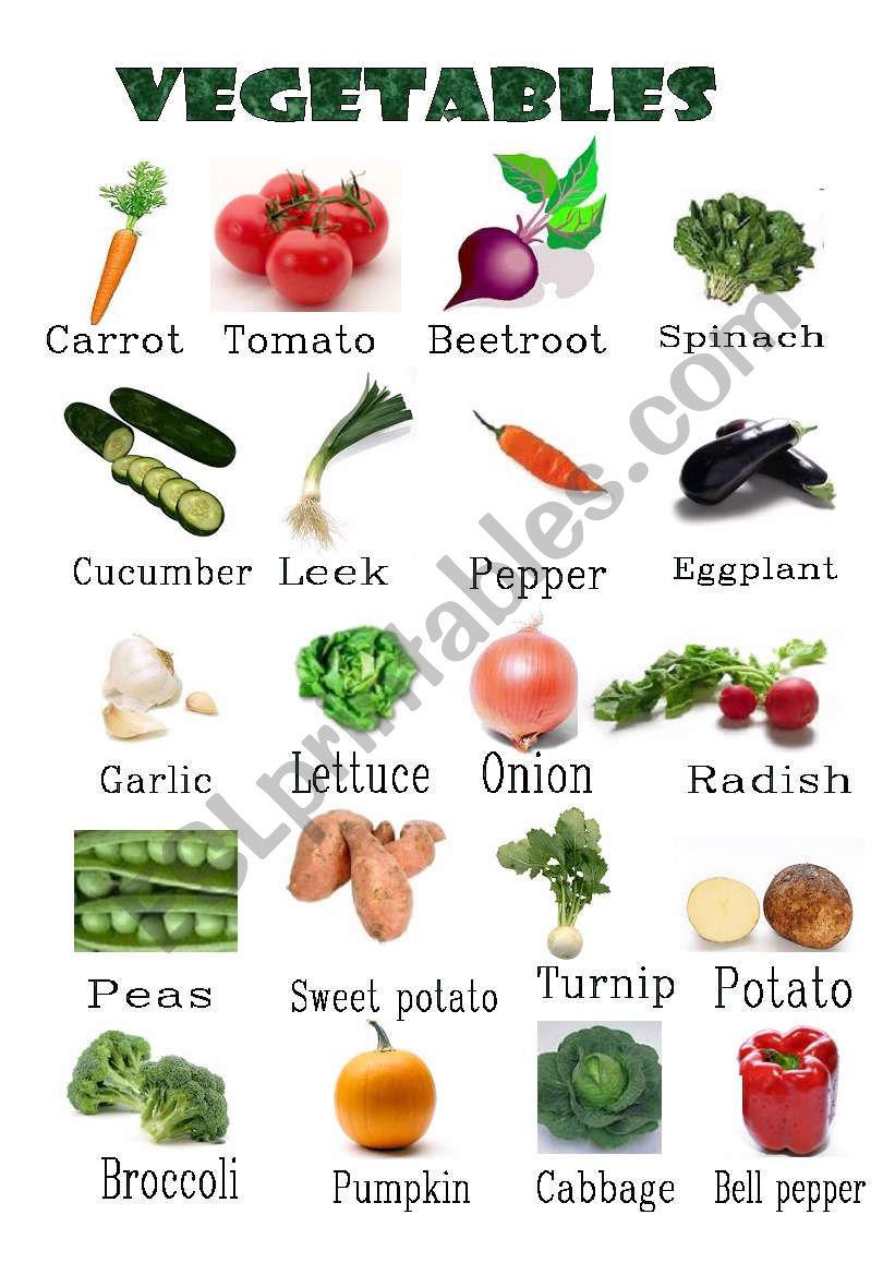 vegetables - ESL worksheet by joselin
